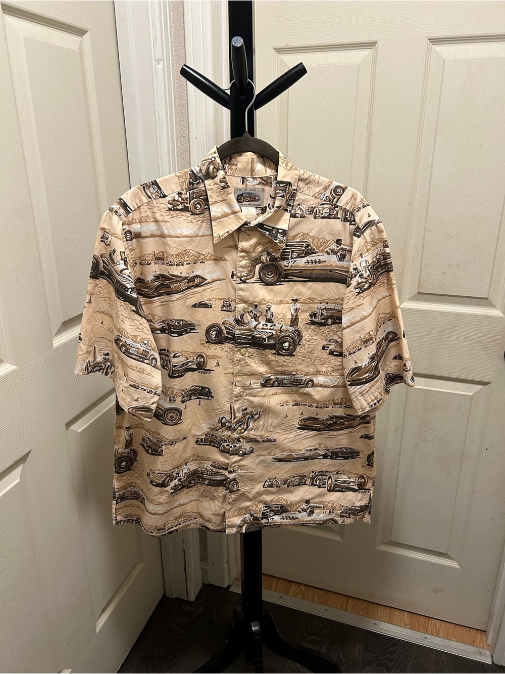 Vintage  Reyn Spooner "The Art of Eddy Y"  race car shirt